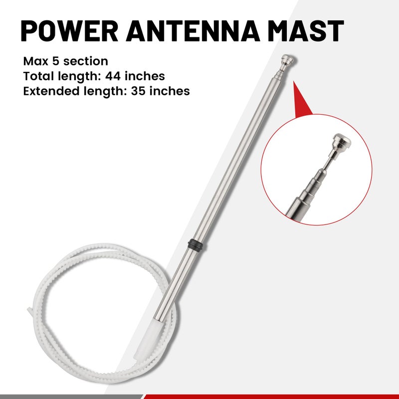 RED WOLF هوائي سيارة RED WOLF للطاقة لجهاز Lexus LX470 من 1998-2007، Toyota Land Cruiser من 1998-2008 هوائي بديل لاستقبال راديو AM/FM استبدال #86337-60151، 44 بوصة - Image 3